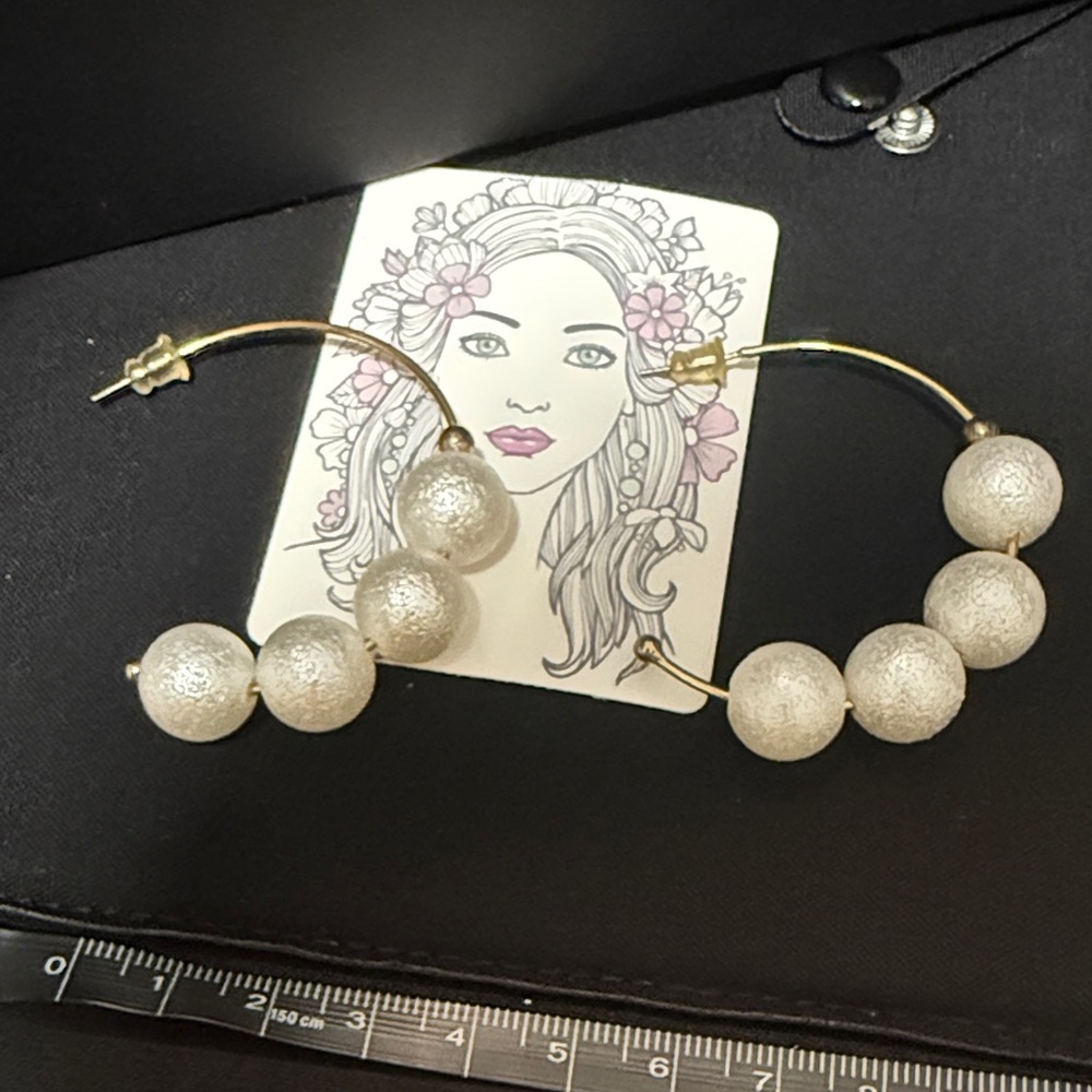 Elegant Gold Hoop Earrings with White Beads